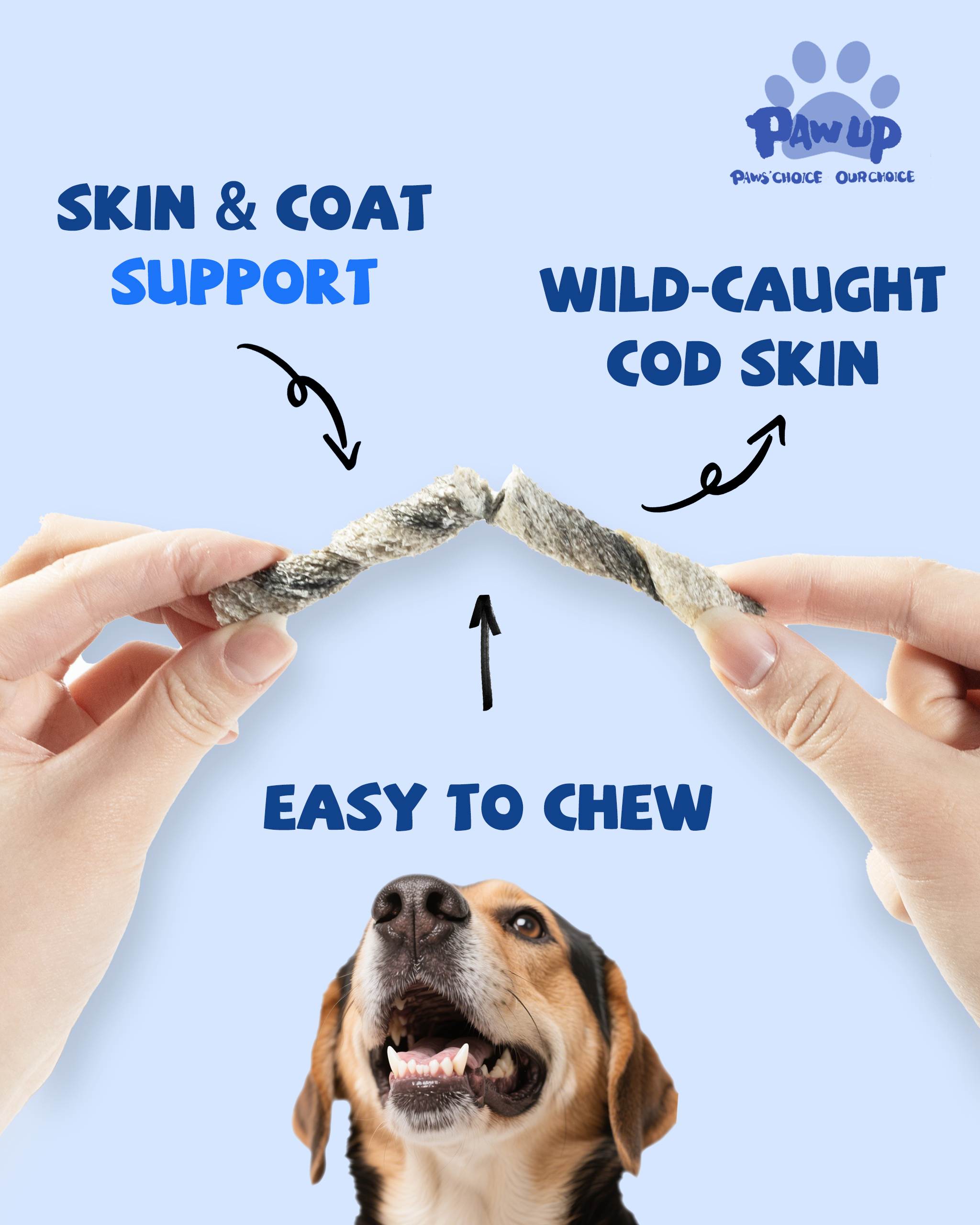 PAWUP Cod Skin Rolls Dog Treats Natural High Omega 3 Dog Snacks, Single Ingredient Cod Skin Chews for Small Dogs w/Taurine, 16 oz - Pawup