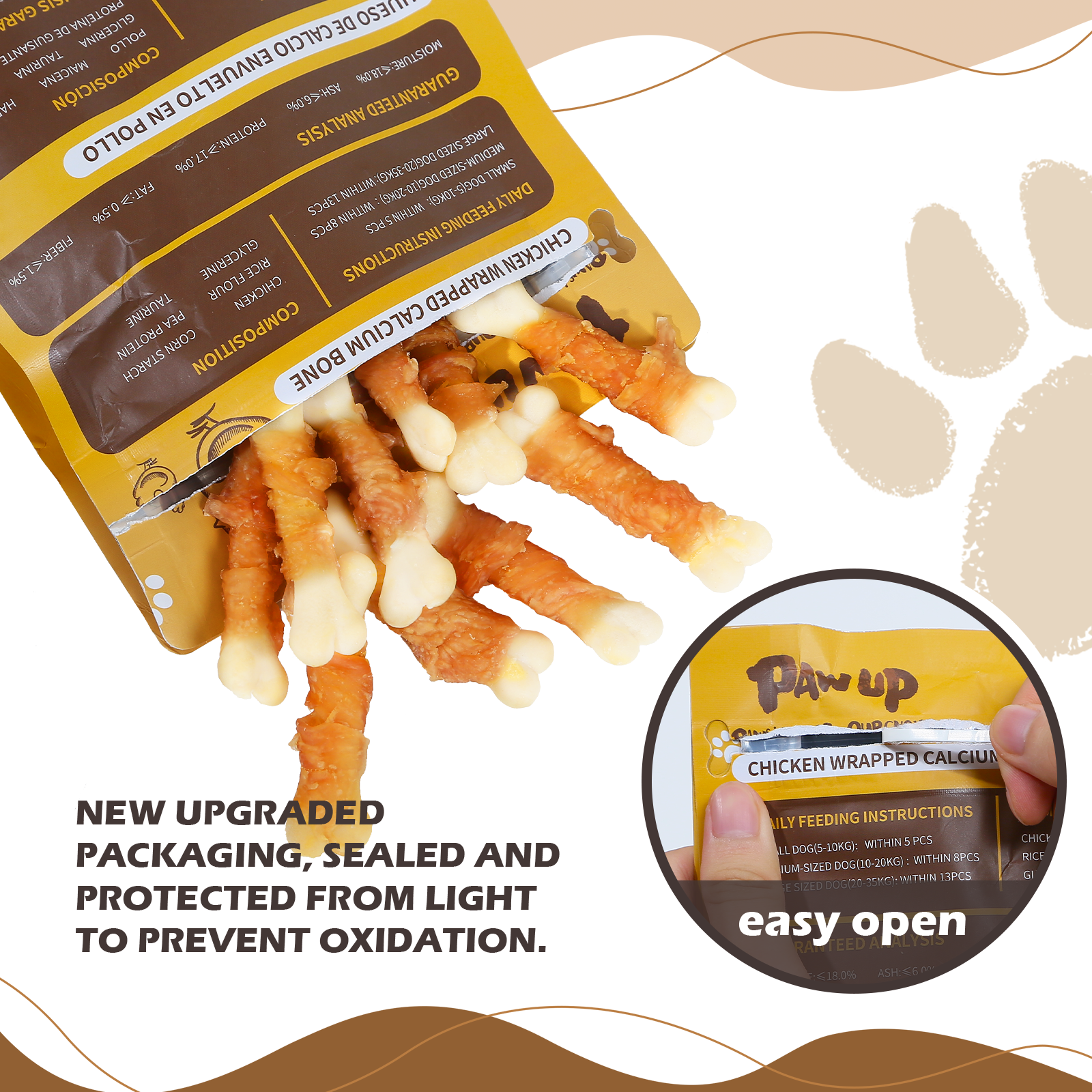 Chicken Wrapped Calcium Bone, Rawhide Free Dog Chews, Training Treats for Dogs, 10.4oz - Pawup