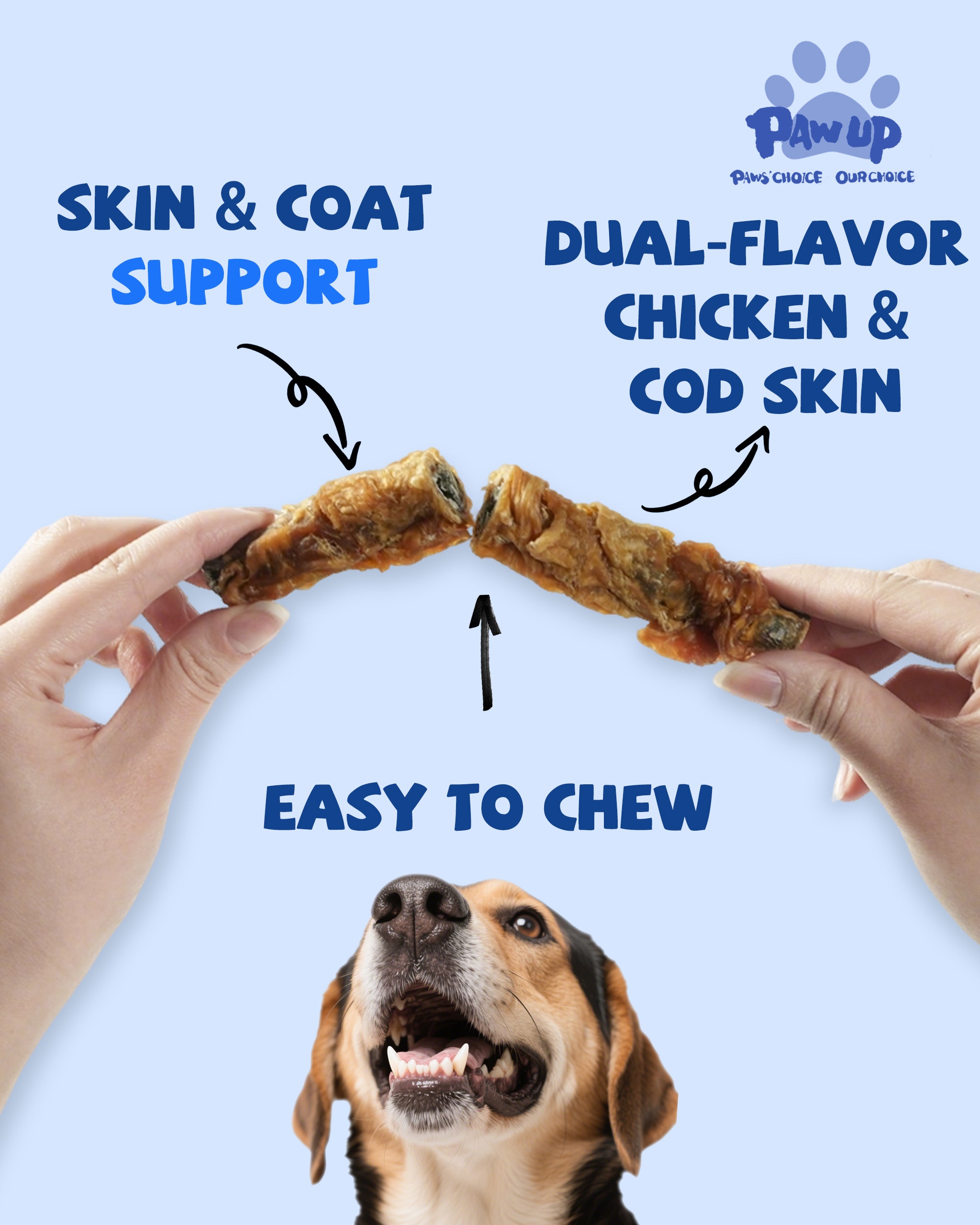 PAWUP Dog Treat Chicken Wrapped Cod Skins, Fish Chews Rolls for Medium Dogs, Healthy, Rawhide-Free, 21 oz - Pawup