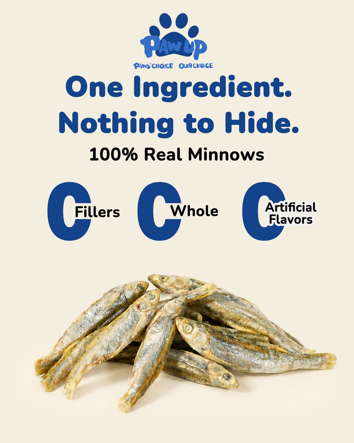 PAWUP Cats Treats Freeze Dried Minnows, Bite-Sized Minnows Snacks, 3.5 oz