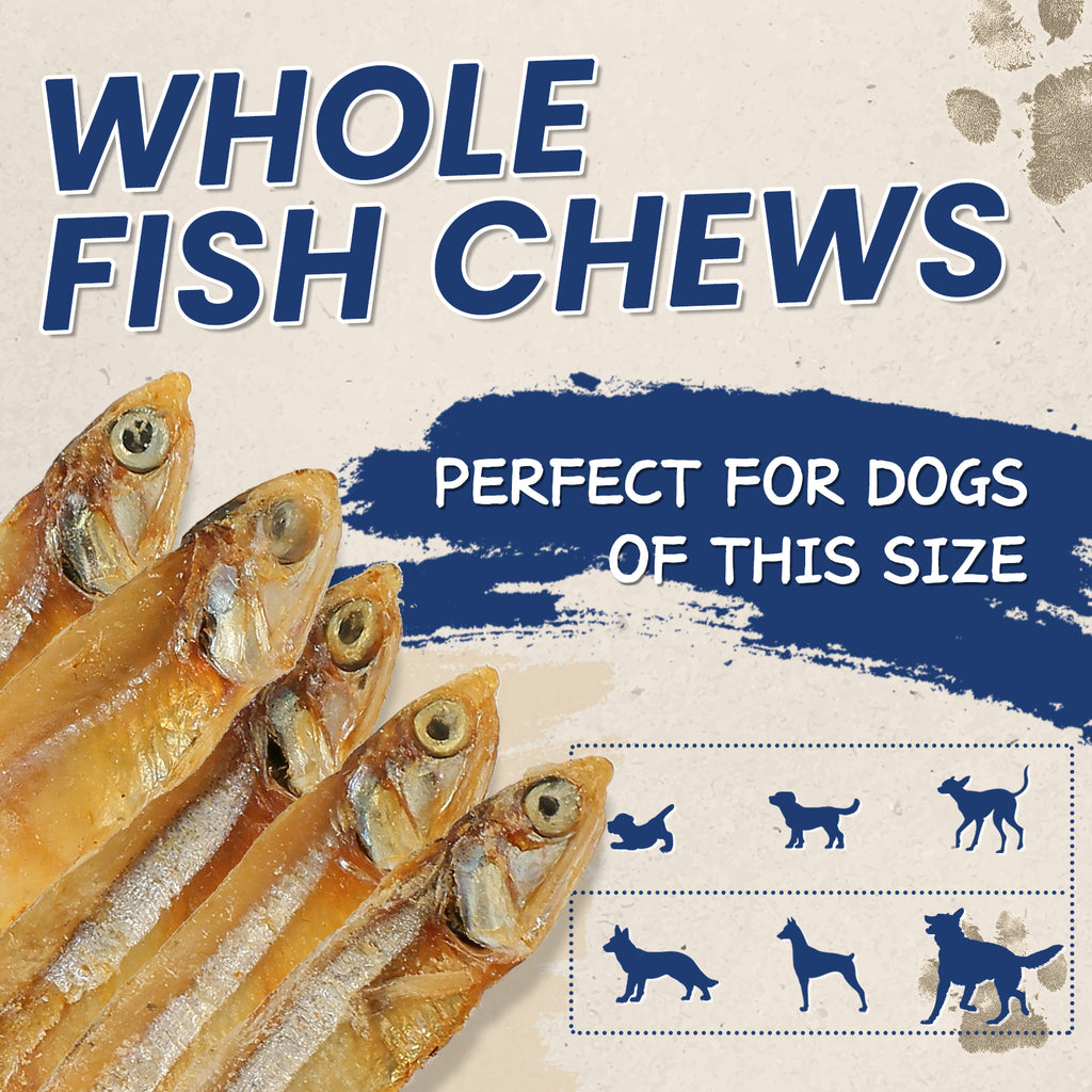 Whole Fish Chews Dog Treats, Protein and Omega-3, 8 oz - Pawup