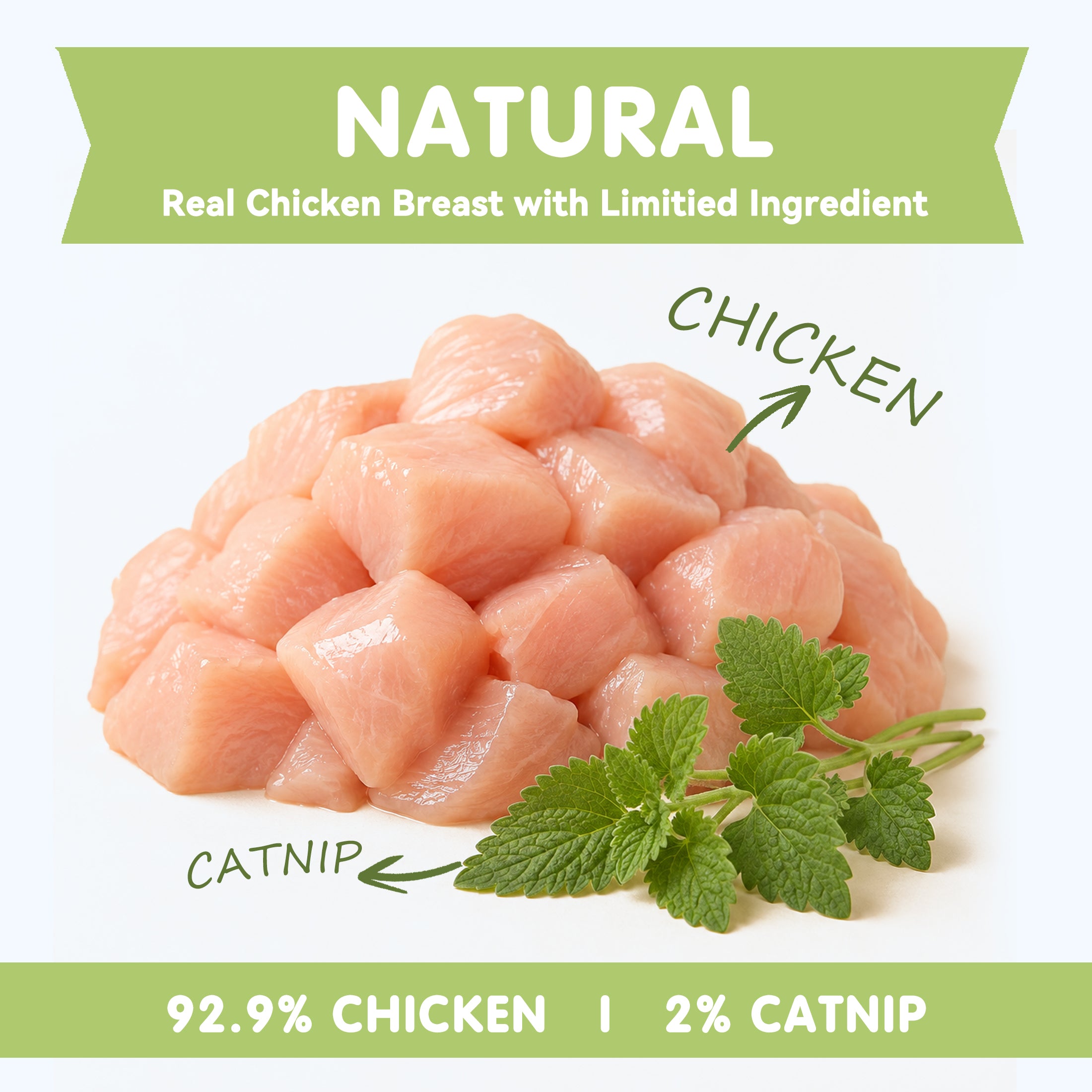 PAWUP Freeze Dried Cat Treats, Real Chicken with Cat Grass, High Protein Crunchy Snack for Kittens Adult Senior Cats, 3.6 oz Bag