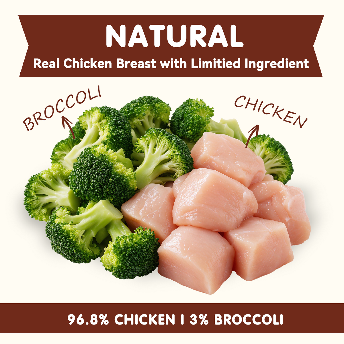 PAWUP Freeze Dried Chicken Dog Treats, 96.8% Real Chicken Meatballs, Grain-Free Training Treats for Dogs & Cats, 3.5 oz Bag - Pawup