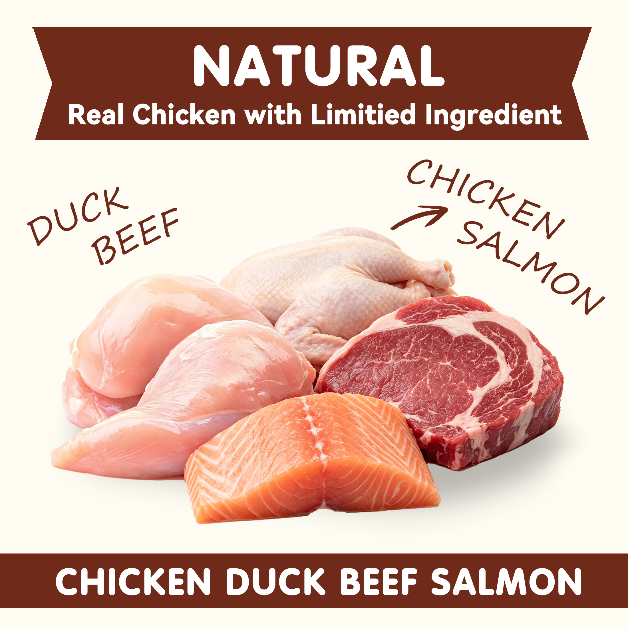 PAWUP Freeze Dried Dog Treats, Chicken, Duck, Beef, Beef Liver & Salmon, Single-Ingredient Variety Snack Pack for Small, Medium & Large Dogs, 2.5 oz Bag - Pawup