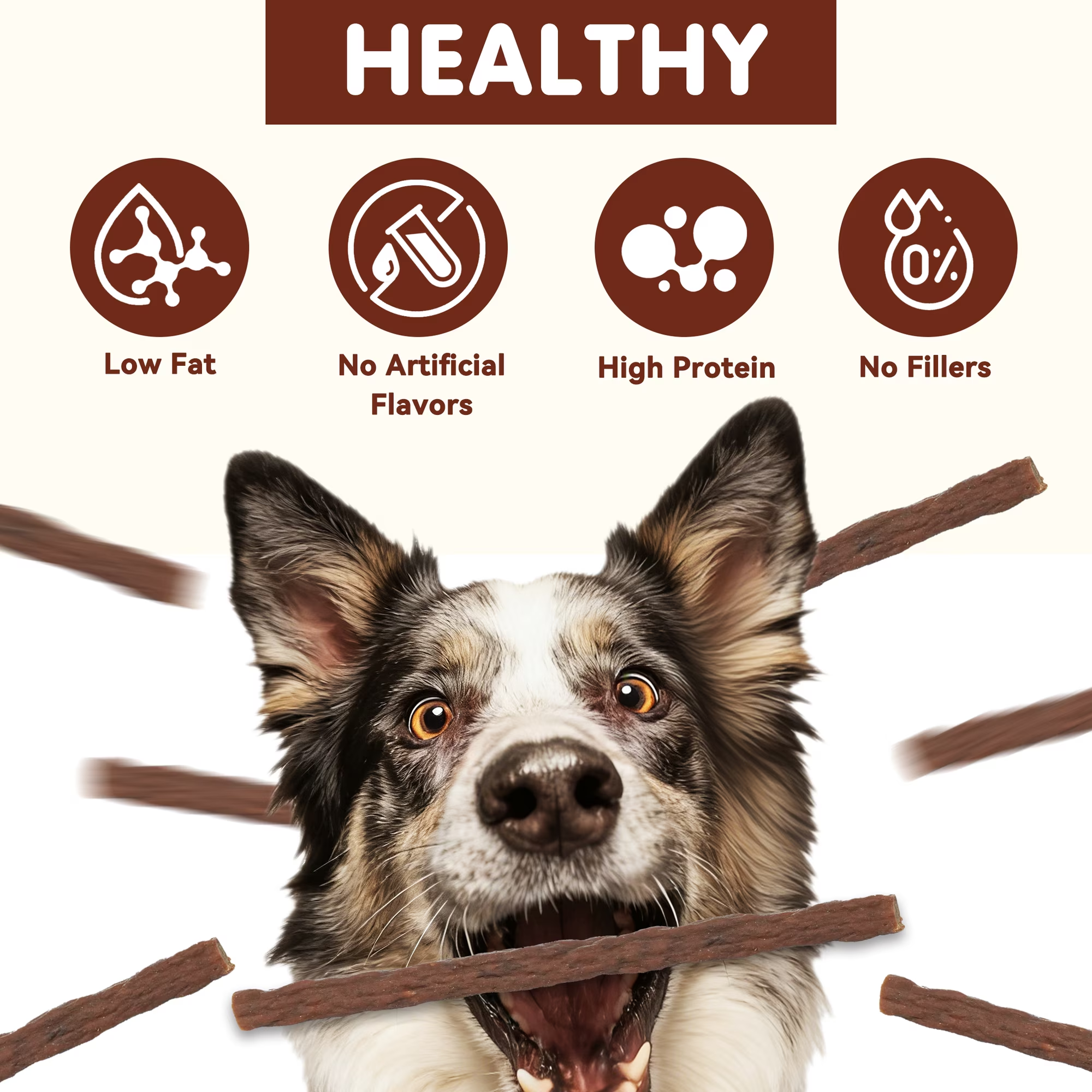 PAWUP Dog Treats Beef Sticks for Small Medium Large Dogs, Natural High Protein Dental Chews Training Treats, 12oz - Pawup
