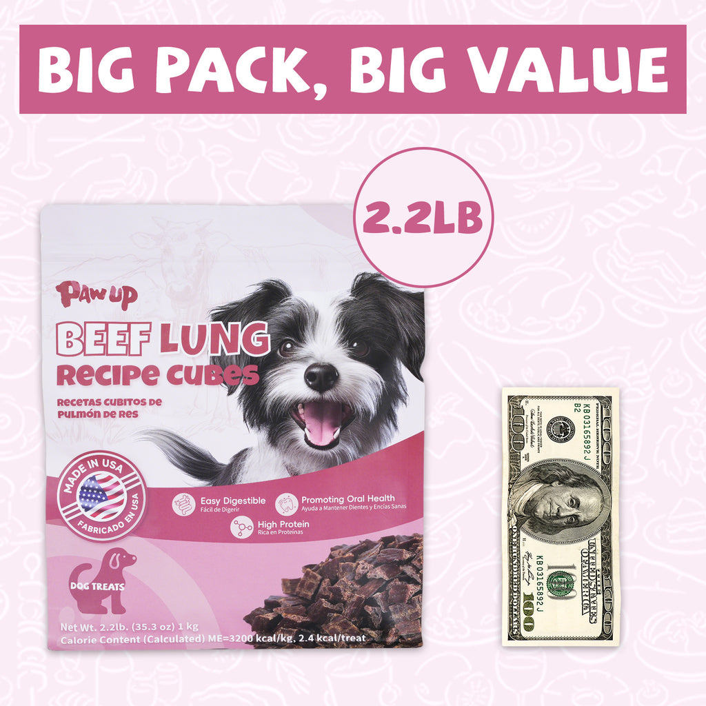 Beef Lung Dog Treats, High-Protein, Low-Fat Chews for All Dogs, 2.2 lb - Pawup