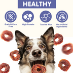 PAWUP Dog Treats Duck Jerky Rings, High Protein Training Treats for Small Medium Large Dogs, Heart Health with Taurine, 10.6oz - Pawup