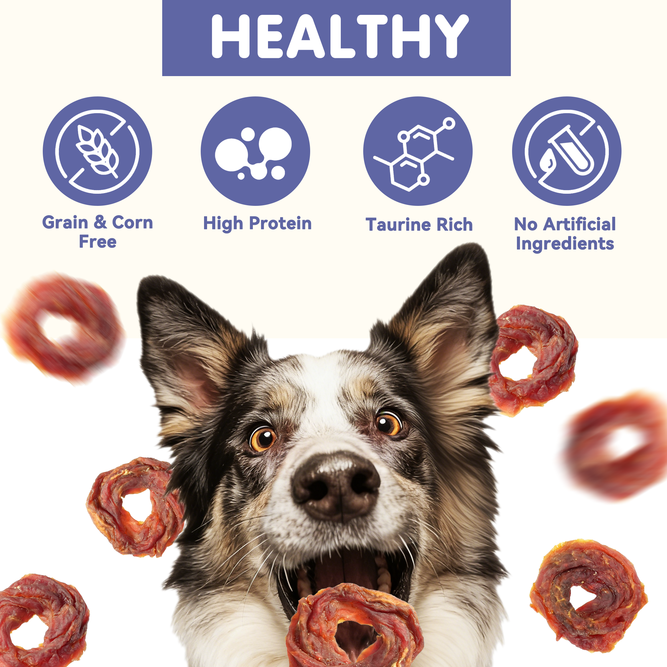 PAWUP Dog Treats Duck Jerky Rings, High Protein Training Treats for Small Medium Large Dogs, Heart Health with Taurine, 10.6oz - Pawup