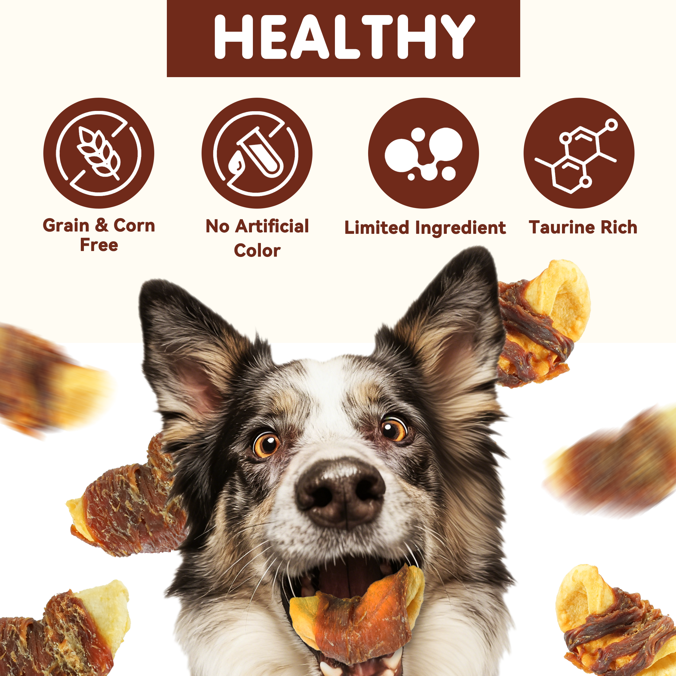 PAWUP Chicken Wrapped Apple Dog Treats, Chewy Dog Snack for Balanced Nutrition, Gluten & Grain Free Fruit Wraps for Dogs, 10.6 oz