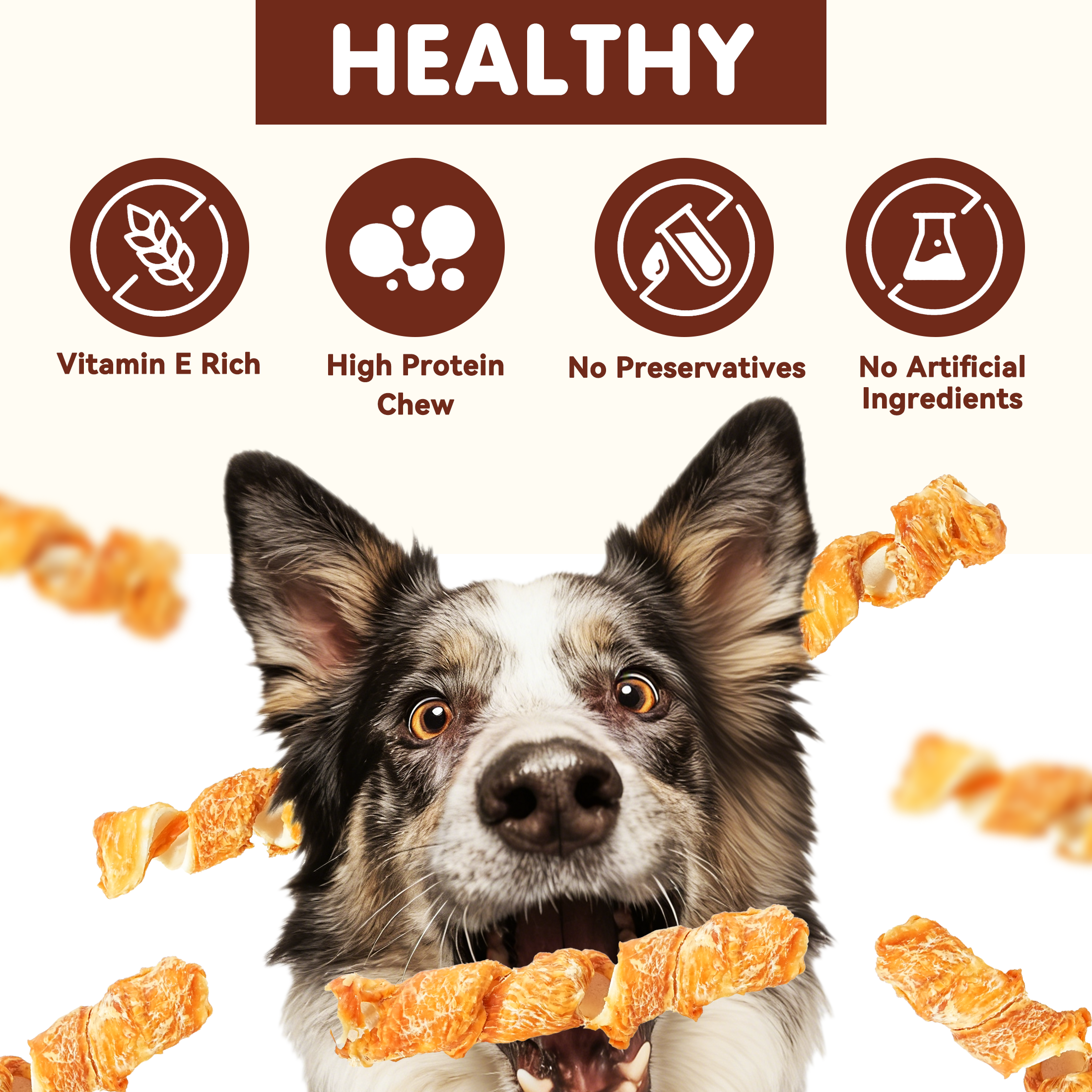 PAWUP Chicken Wrapped Rawhide Twist Dog Treats, Rawhide Dog Bones for Small Medium Large Dogs, 10.6oz