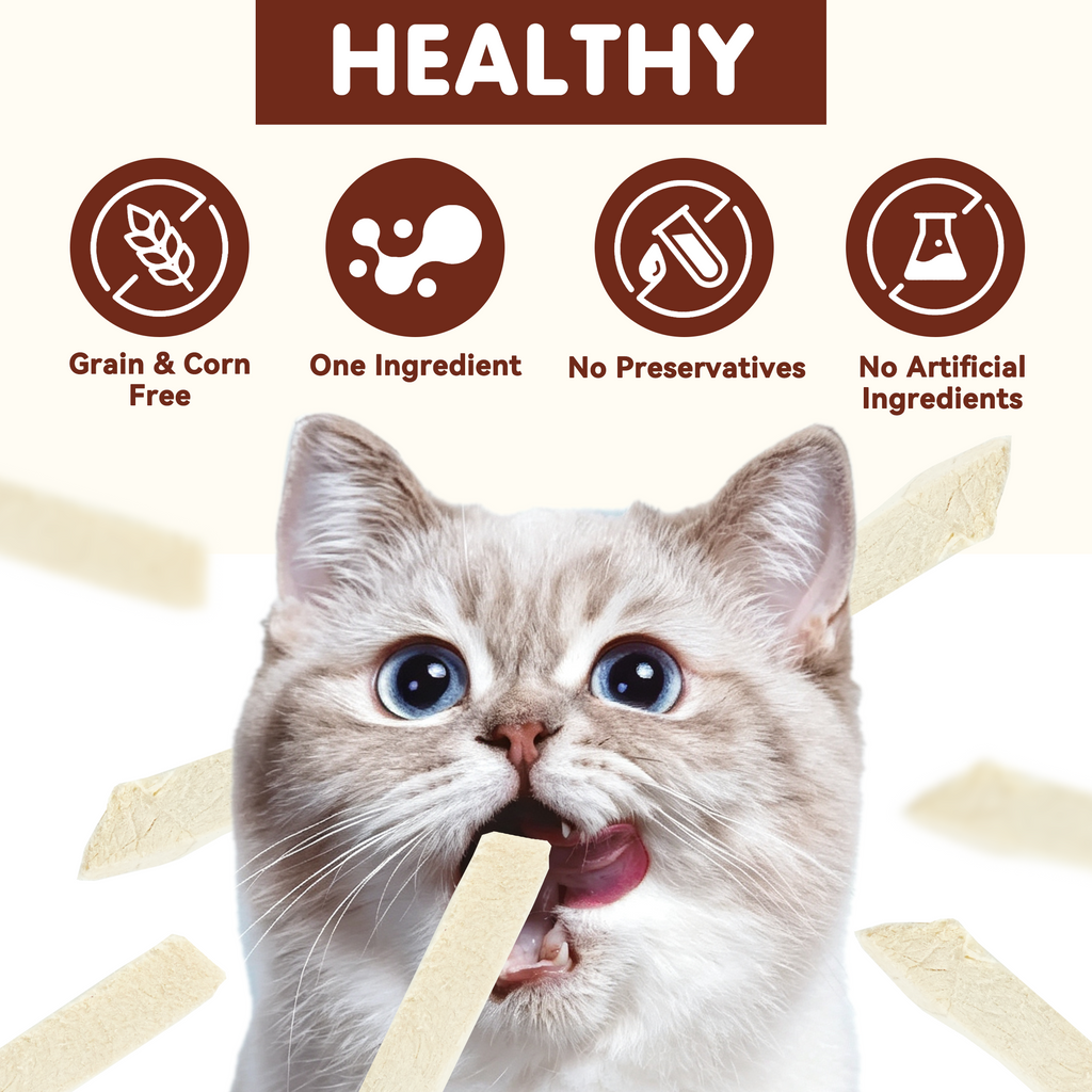 PAWUP Freeze Dried Cat Treats, Chicken Jerky, Single Ingredient Chewy Snack for Small, Medium & Large Cats, 1.5 oz Bag - Pawup