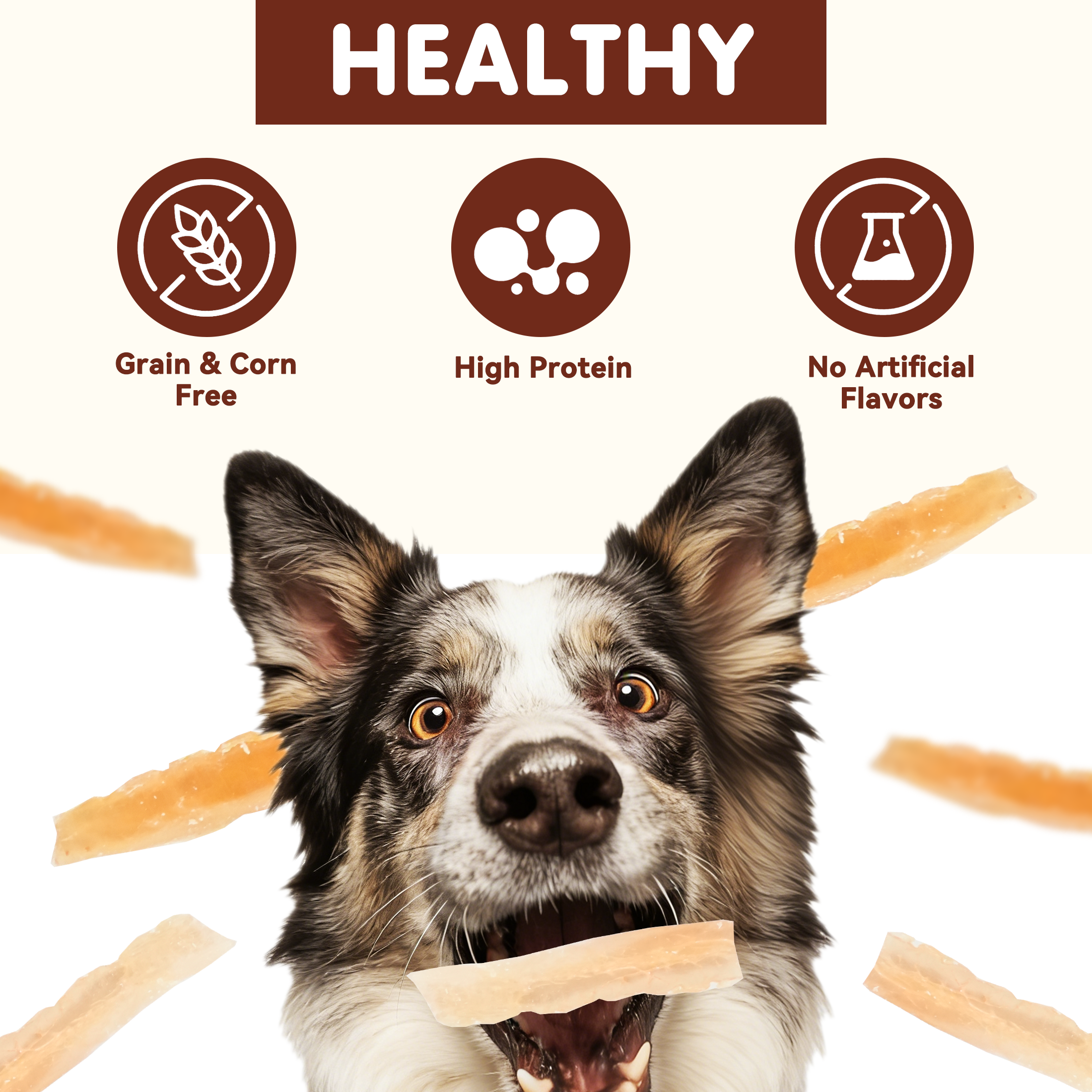 PAWUP Chicken Jerky Dog & Cat Treats, High Protein Treats for Small Medium Large Dogs & Cats, 10.6oz