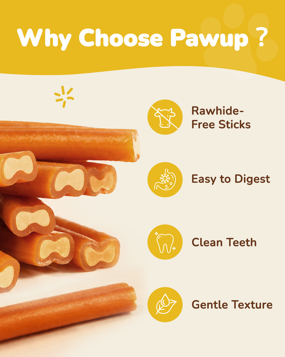 PAWUP Rawhide-Free Chicken Chew Sticks Dogs Treats, 5 Inch - Pawup