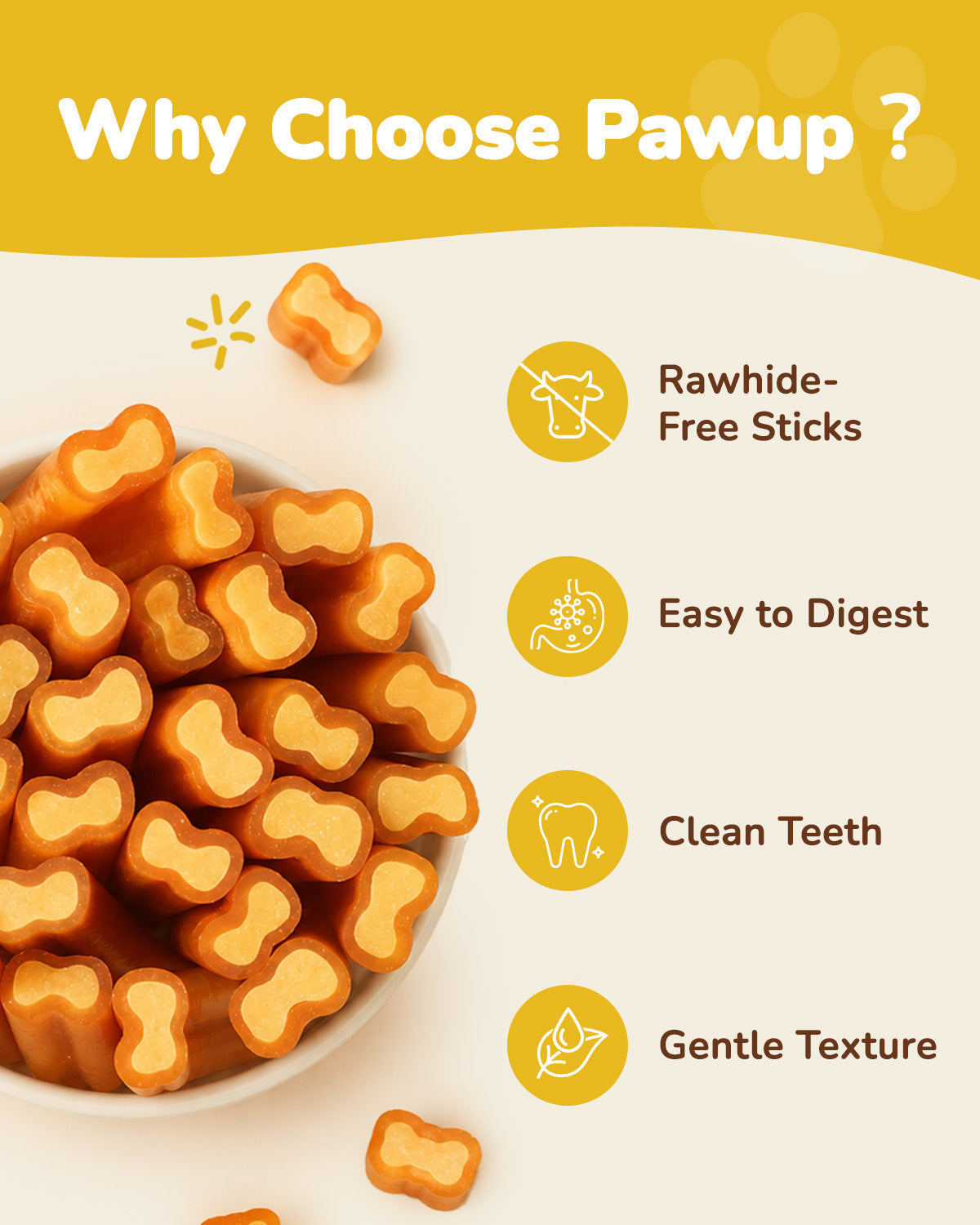 PAWUP Rawhide-Free Chicken Chew Sticks Dogs Treats, 5 Inch - Pawup