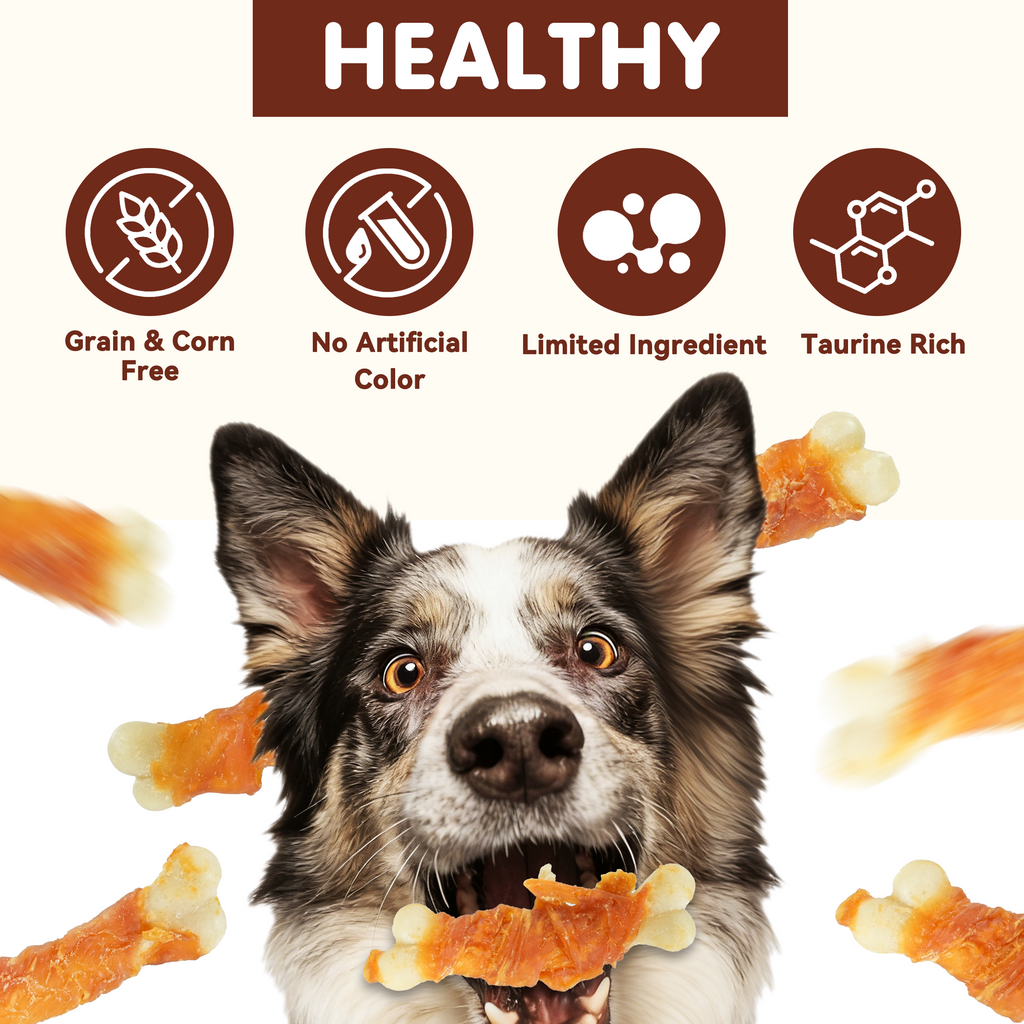Chicken Wrapped Calcium Bone, Rawhide Free Dog Chews, Training Treats for Dogs, 10.4oz - Pawup