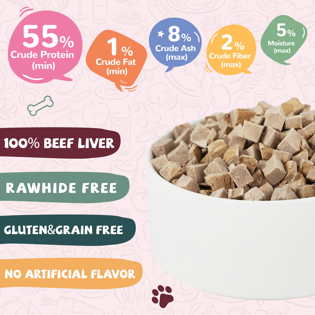 Freeze-Dried Beef Liver Dog Treats, High-Protein Single-Ingredient Snacks, 3.8 oz - Pawup