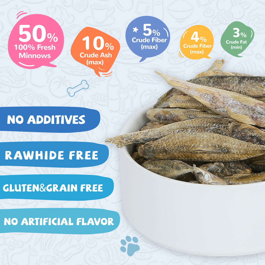 Freeze-Dried Minnows Treats for Dogs & Cats, Omega-3 Rich Single-Ingredient Snacks, 2.8 oz - Pawup