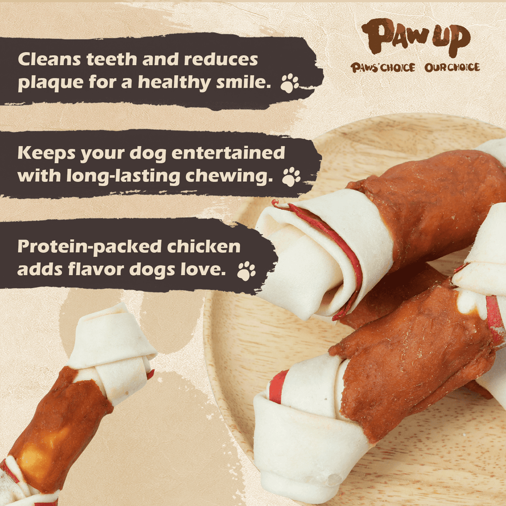 Chicken Rawhide Bone Dog Treats, Long-Lasting Dental Chews for Dogs, 9 oz - Pawup