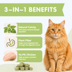PAWUP Freeze Dried Cat Treats, Real Chicken with Cat Grass, High Protein Crunchy Snack for Kittens Adult Senior Cats, 3.6 oz Bag