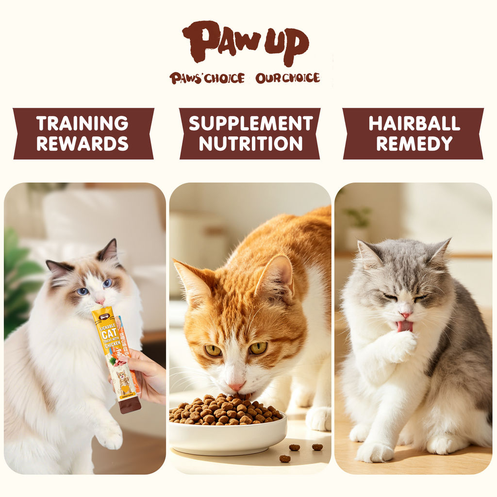 PAWUP Cat Treats Chicken Squeeze Up Puree Indoor Cat Treats for Hairball Control, Lickable Wet Treats with Cat Grass, Grain-Free Healthy Snacks for All Cats, 20 Count