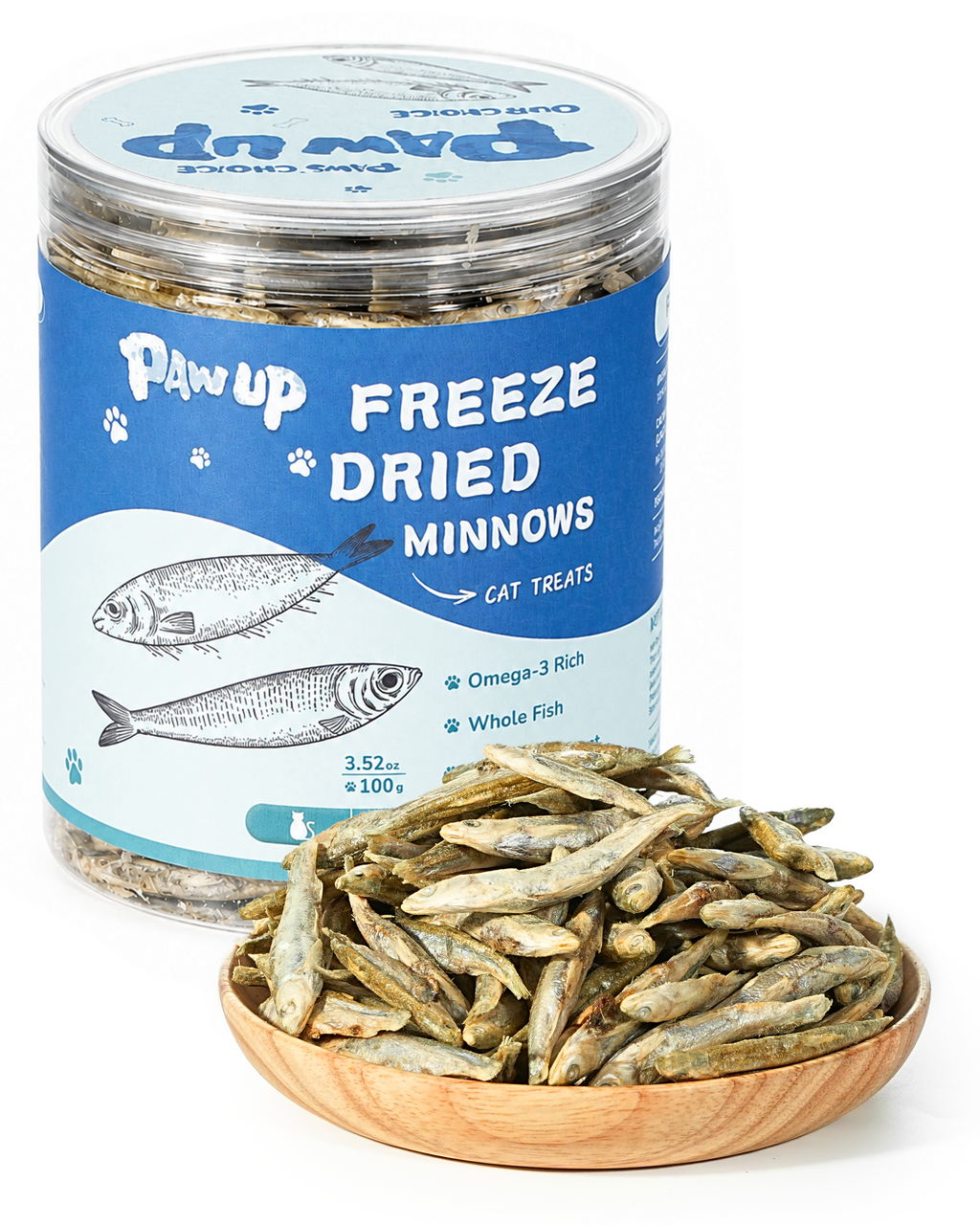 PAWUP Cats Treats Freeze Dried Minnows, Bite-Sized Minnows Snacks, 3.5 oz