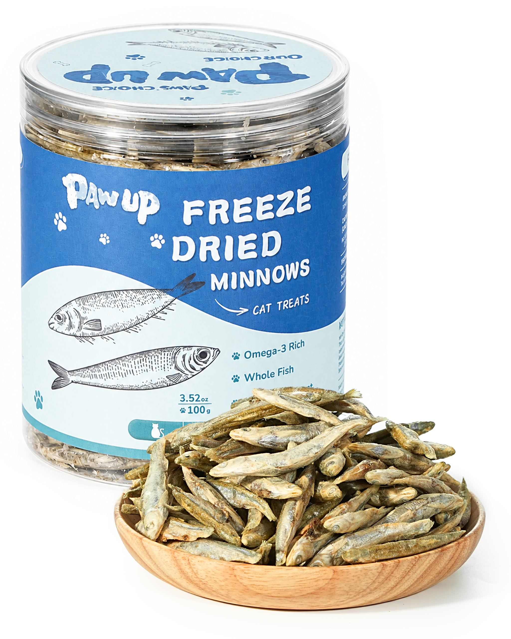 PAWUP Cats Treats Freeze Dried Minnows, Bite-Sized Minnows Snacks, 3.5 oz