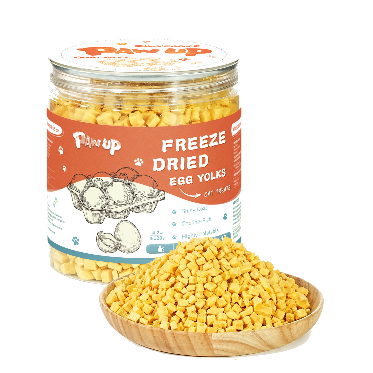 PAWUP Freeze Dried Cats & Dogs Treats, Egg Yolk, 4.2oz