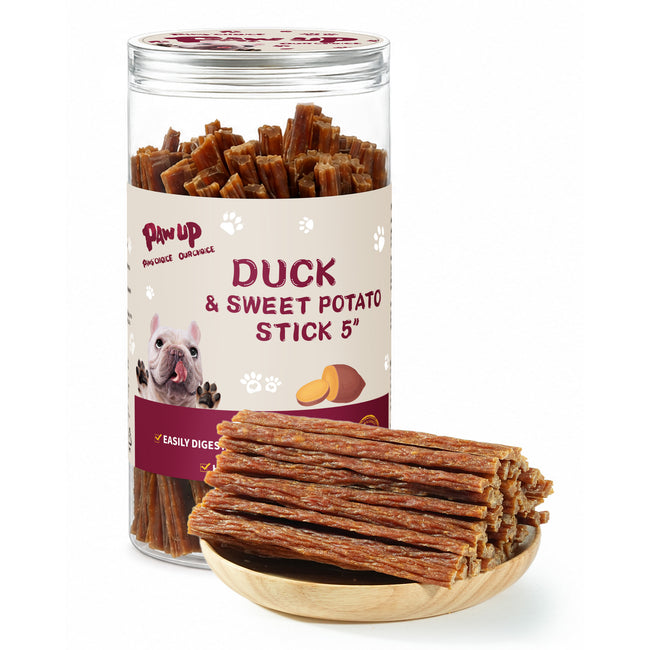 PAWUP Duck Jerky Dog Treats with Sweet Potato | High Protein Chewy Sticks, Grain-Free & Rawhide-Free Chews, Easy-to-Digest, 10.58 oz - Pawup Hover Image