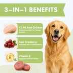 PAWUP Freeze Dried Dog Treats, Real Chicken with Cranberry, High Protein Crunchy Training Snack for Small Medium Large Dogs, 3.6 oz Bag
