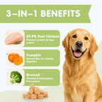 PAWUP Freeze Dried Dog Treats, Real Chicken with Pumpkin & Broccoli, High Protein Crunchy Training Snack for Small Medium Large Dogs, 3.6 oz Bag