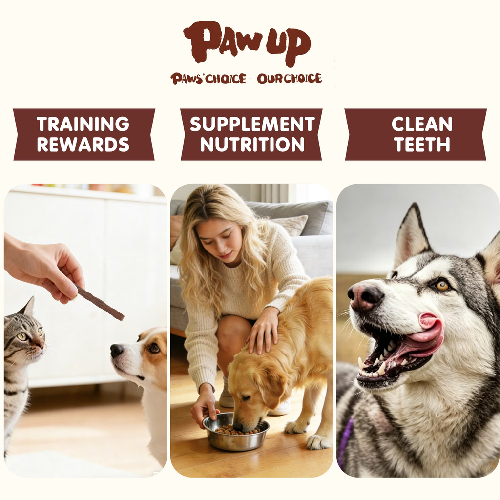 PAWUP Dog Treats Beef Sticks for Small Medium Large Dogs, Natural High Protein Dental Chews Training Treats, 12oz - Pawup