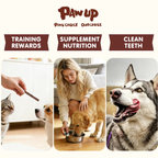 PAWUP Dog Treats Beef Sticks for Small Medium Large Dogs, Natural High Protein Dental Chews Training Treats, 12oz - Pawup
