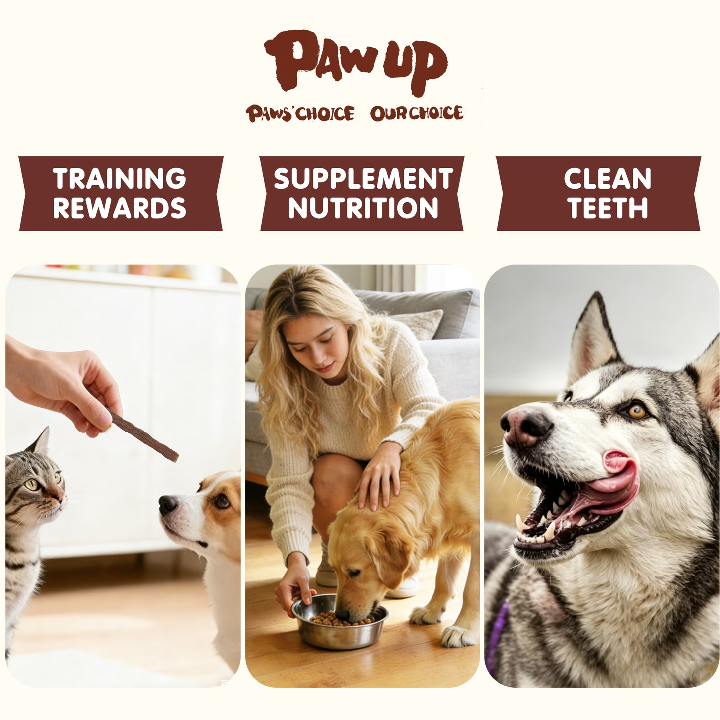PAWUP Dog Treats Beef Sticks for Small Medium Large Dogs, Natural High Protein Dental Chews Training Treats, 12oz