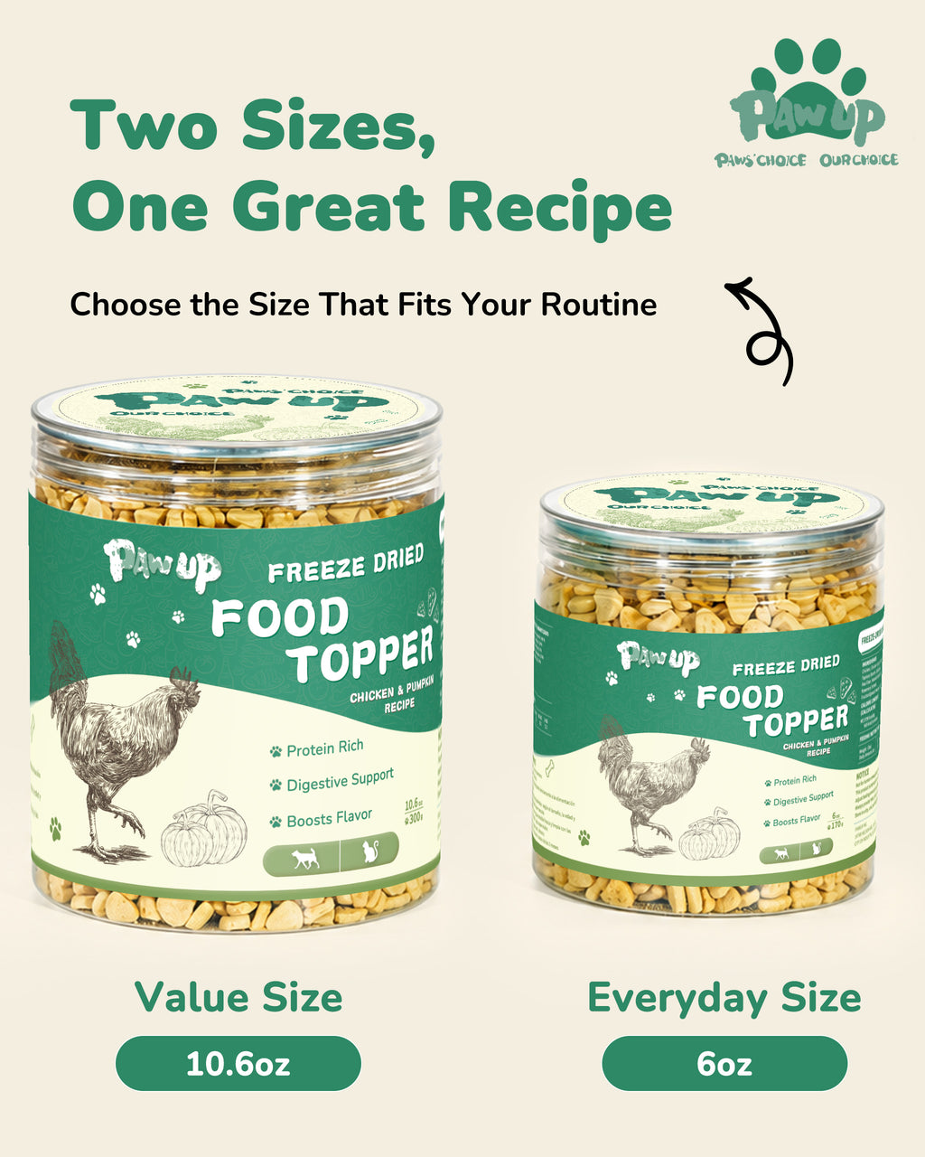 PAWUP Freeze-Dried Chicken Cat Food Topper, 6 oz