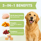 PAWUP Freeze Dried Dog Treats, Real Chicken with Cranberry & Pumpkin, High Protein Crunchy Training Snack for Small Medium Large Dogs, 3.6 oz Bag