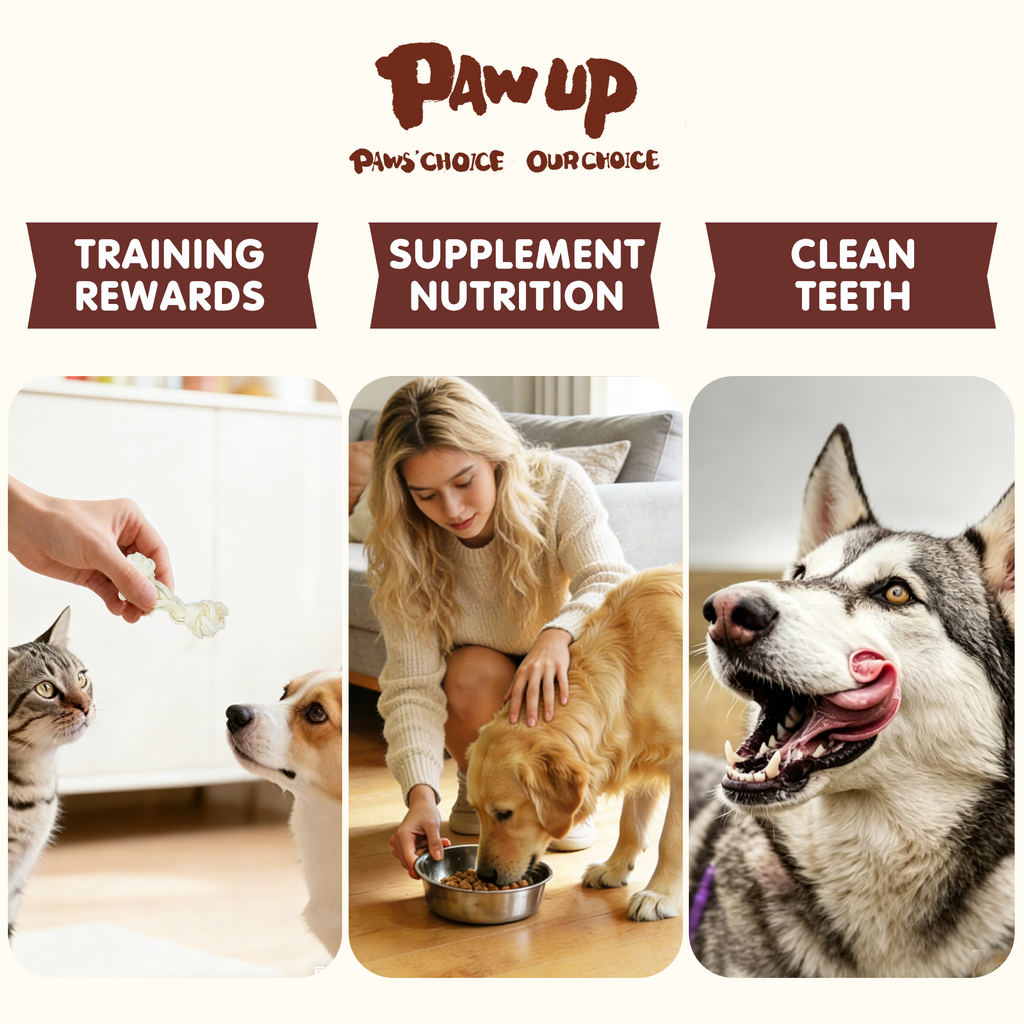 PAWUP Dog Chews Beef Hide Rawhide Bones for Medium & Large Dogs, 3.6 oz Bag