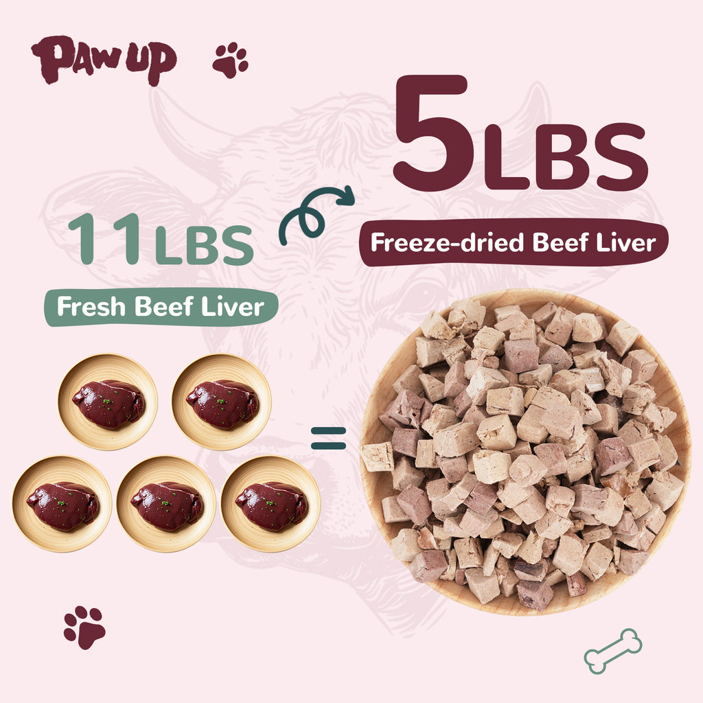 Freeze-Dried Beef Liver Dog Treats, High-Protein Single-Ingredient Snacks, 3.8 oz - Pawup