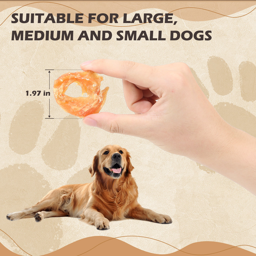 Chicken Jerky Rings Dog Treats, High Protein Chewy Snacks for Small Medium Large Dogs, Taurine Added, 10.6oz - Pawup