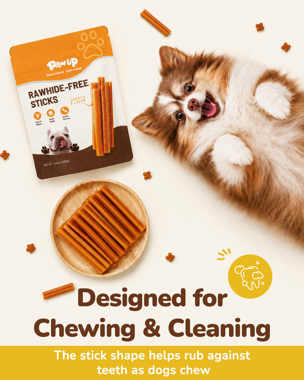 PAWUP Rawhide-Free Chicken Chew Sticks Dogs Treats, 5 Inch - Pawup