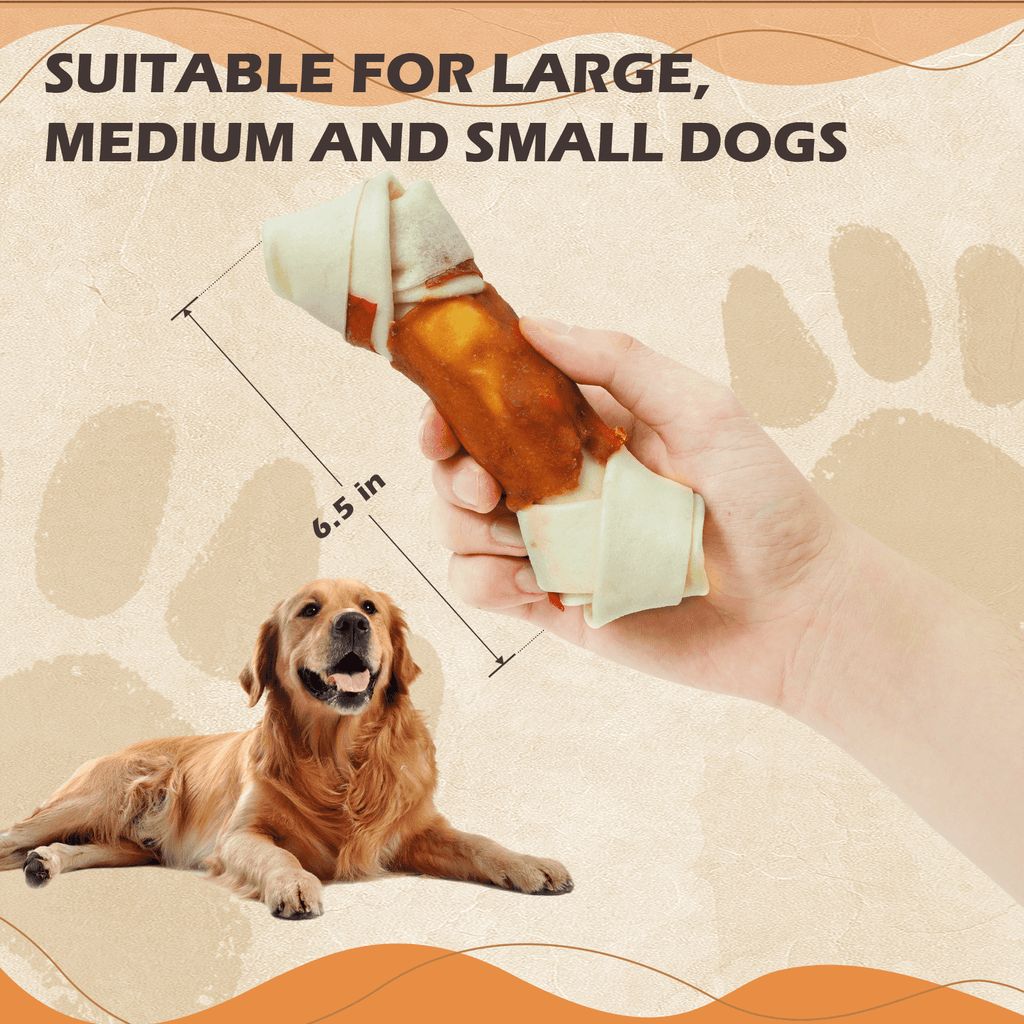 Chicken Rawhide Bone Dog Treats, Long-Lasting Dental Chews for Dogs, 9 oz - Pawup