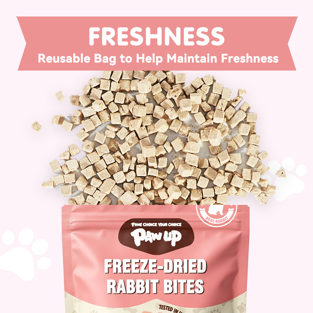 PAWUP Freeze Dried Dog Treats, Real Rabbit Bites, Single Protein Snack for Small, Medium & Large Dogs, 2.5 oz Bag - Pawup