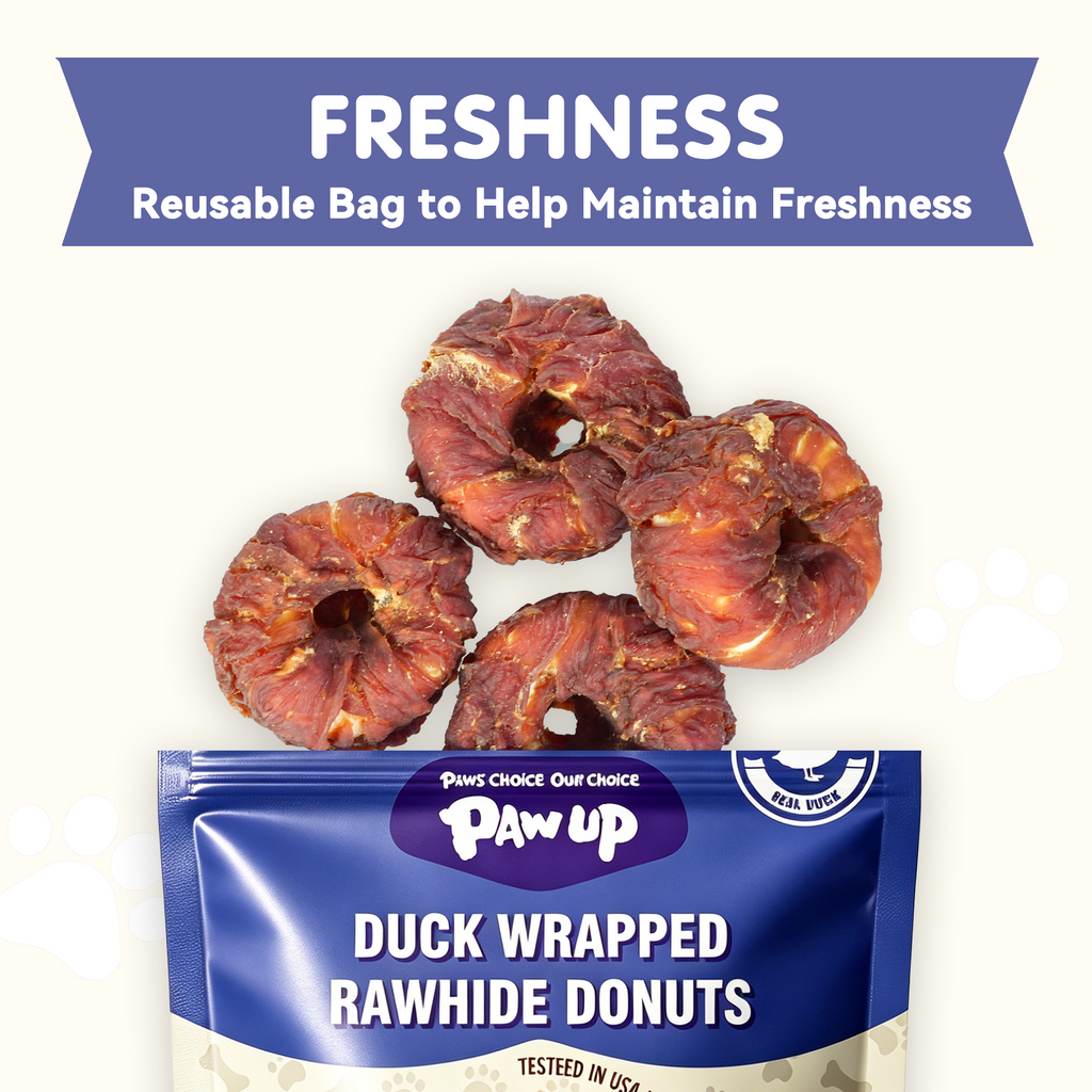 PAWUP Duck Wrapped Rawhide Donuts Dog Treats, Dog Bones Long Lasting for Small Medium Large Dogs, Training Treats for Dog Chewy, 10.6oz - Pawup