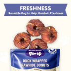 PAWUP Duck Wrapped Rawhide Donuts Dog Treats, Dog Bones Long Lasting for Small Medium Large Dogs, Training Treats for Dog Chewy, 10.6oz - Pawup