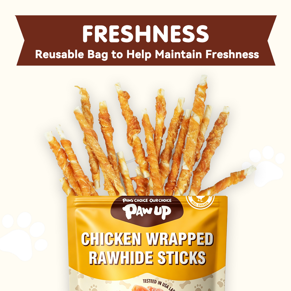 Chicken Wrapped Rawhide Stick Dog Treats, Long-Lasting Chews for Dogs, 10.4 oz - Pawup
