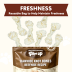 PAWUP Dog Chews Beef Hide Rawhide Bones for Medium & Large Dogs, 3.6 oz Bag
