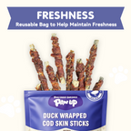 PAWUP Duck Wrapped Cod Dog Treats, Rawhide Free Dog Chews Long Lasting, Omega-3 Rich Dog Treats for Small Medium Large Dogs, 10.6oz - Pawup