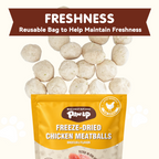 PAWUP Freeze Dried Chicken Dog Treats, 96.8% Real Chicken Meatballs, Grain-Free Training Treats for Dogs & Cats, 3.5 oz Bag - Pawup