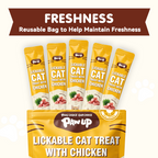 PAWUP Cat Treats Chicken Squeeze Up Puree Indoor Cat Treats for Hairball Control, Lickable Wet Treats with Cat Grass, Grain-Free Healthy Snacks for All Cats, 20 Count