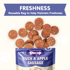 PAWUP Duck Sausage with Apple Dog Treats, Human Grade Dog Food for Small Medium Large Dogs, Training Treats for Dogs, 10.6oz - Pawup