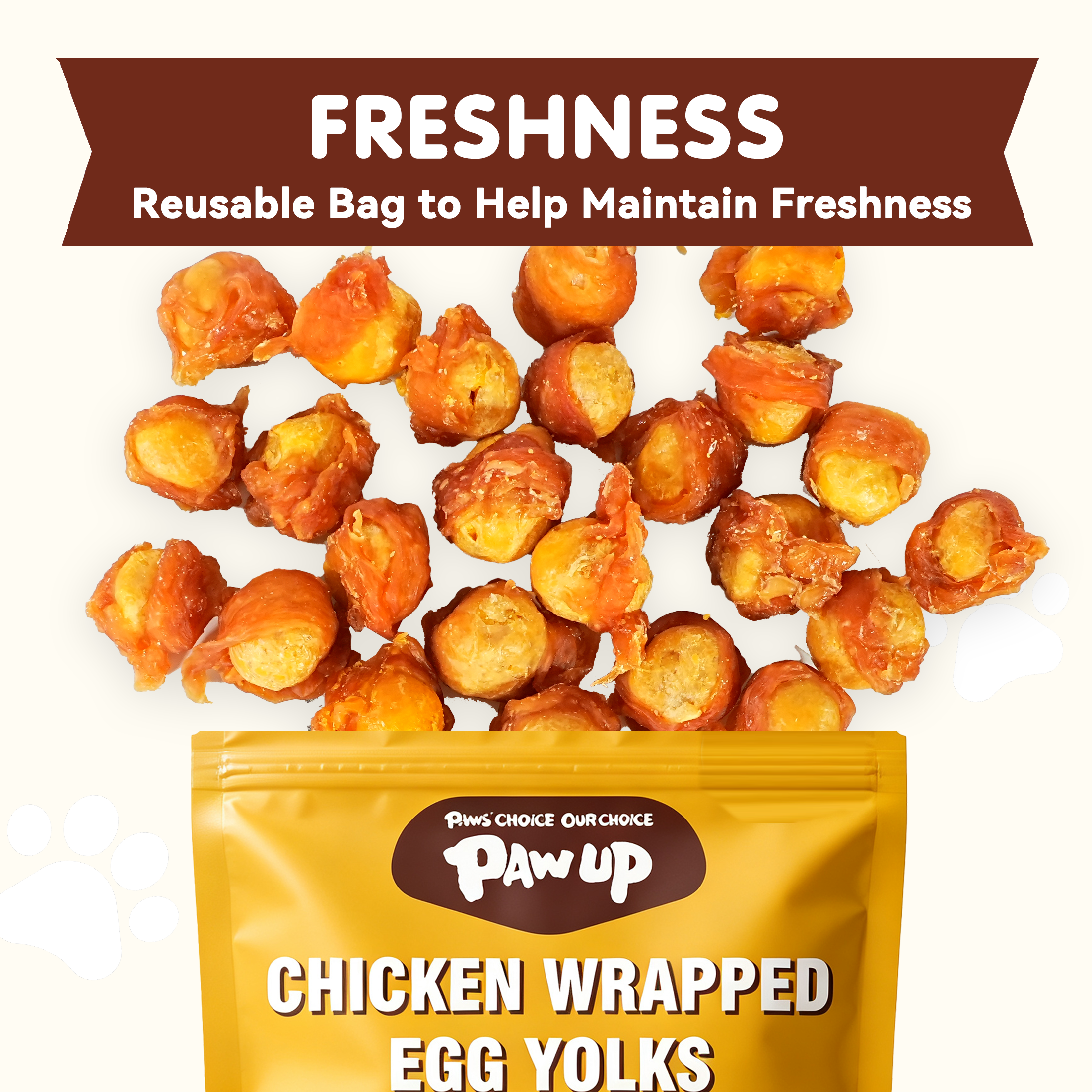 PAWUP Chicken Wrapped Egg Yolks Dog Treats, High Protein Dog Snacks for Small Medium Large Dogs, 10.6oz